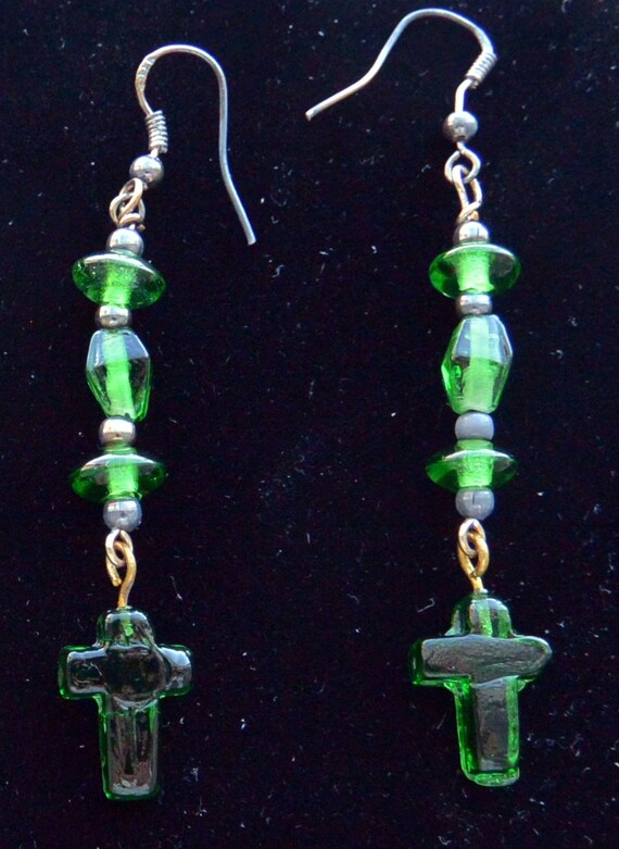 SALE! Czechoslovakian Cross Earrings - Beautiful  