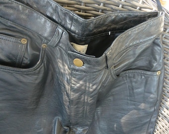 Black Leather Pants - UNUSED - Saks Fifth Avenue, The Work, Tag, Retail 238, US Size 12, Vintage, SALE!!