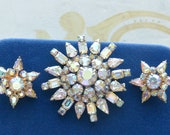 SALE Weiss Brooch Earrings Set- Signed, Glam Multi Shape Size Cabochons, Clip, Exquisite -Free US Shipping - Vintage - Rare, Fabulous