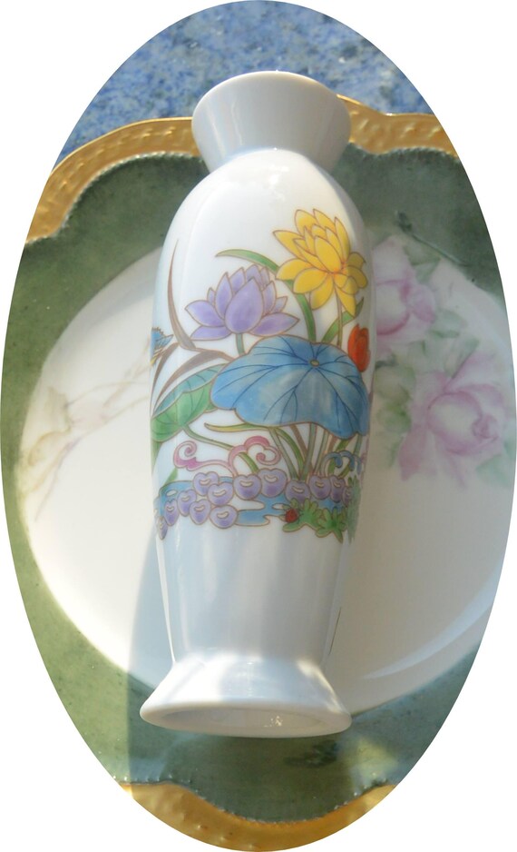 Takahashi Vase, Pond San Francisco - UNUSED - Lotus Flower/blue
