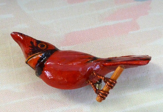 SALE! Takahashi Bird Brooch - Male Cardinal, Beau… - image 2