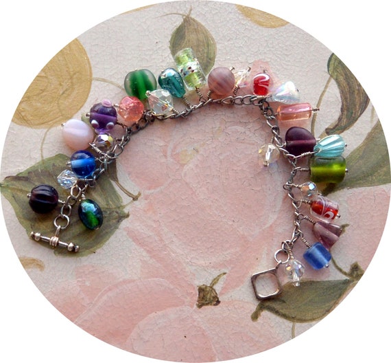 SALE! Murano Glass Bracelet - Multi Color/Shape G… - image 1