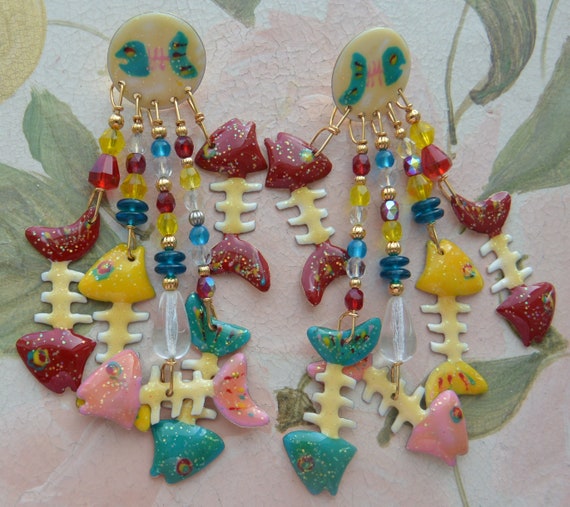 Lunch at the Ritz Earrings - Hand Signed, Colorfu… - image 5
