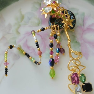 Lunch at the Ritz Brosche/Anhänger - UNBENUTZT - Handsigniert, 3D, Sterne/Mond, Große Swarovski Kristalle. Tolles Geschenk - Vintage - Sehr selten, Fabelhaft!