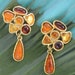 Boucles D'oreilles Clip Vintage Édouard Rambaud - Vert Et Doré, 4,5 X 3 Cm, Occasion