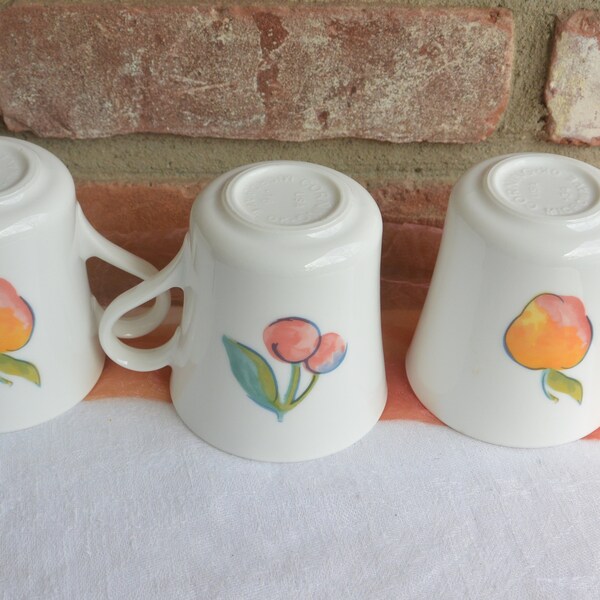 SALE! Three Corning Mugs - Cherries/Peach Design, Great Condition/Gift - Vintage - Rare, Fabulous!