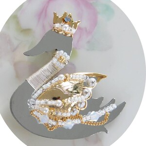 VERKOOP! Liztech Swan-broche - ONGEBRUIKT - Gesigneerd, retroglas, VS, handgemaakt, originele kaart, geweldig cadeau - vintage - gepensioneerd, fantastisch!