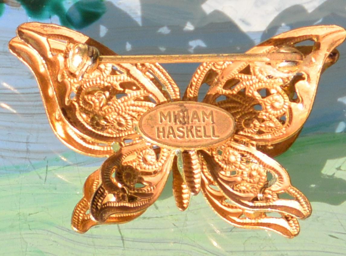 Miriam Haskell Butterfly Brooch: Signed Gold-plated Jewelry