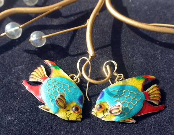 Lunch at the Ritz Earrings - Signed, Tropical Fis… - image 7