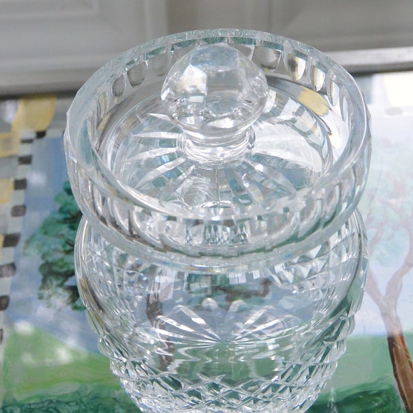 SALE! Crystal Jam/Condiment Jar, Lid - Beautiful Design, Elegant, Touch of Class - Vintage - Rare, As Is!