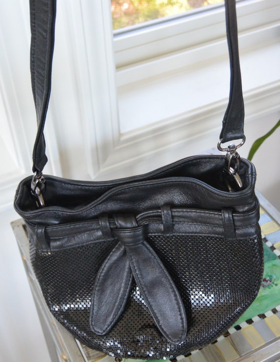 SALE! Whiting & Davis Shoulder Bag - Black Mesh/L… - image 7