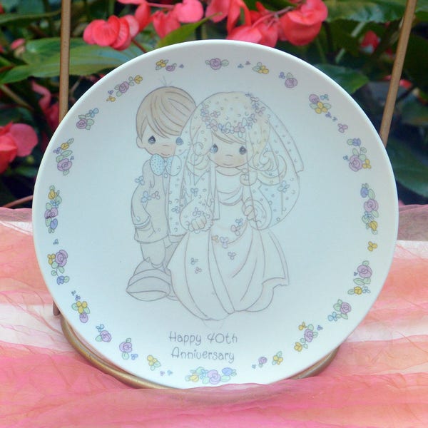 SALE! Precious Moments - UNUSED - 40th Anniversary Plate - Sam Butcher, Great Gift- Vintage - Rare, Fabulous!