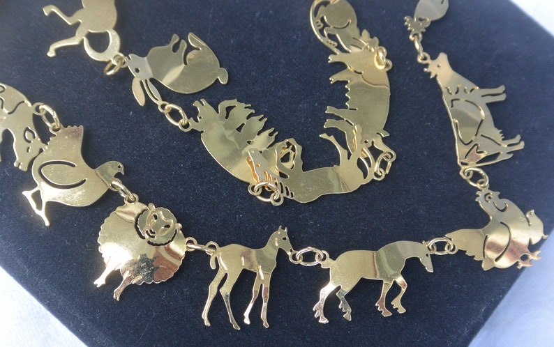 Fabulous! Wild Bryde Necklace Gold Plated 48 HR SALE Free US Shipping -Vintage Signed Rare Farm Animals