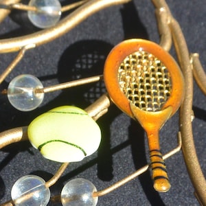Lunch at the Ritz Earrings- Signed, Tennis Racket/Tennis Ball, Pierced, Unisex, Great Gift - Vintage -  Rare, Fabulous!