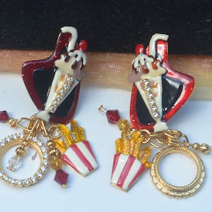 Lunch at the Ritz Earrings -UNUSED- Signed, Milk Shake/French Fries, Pierced, Great Gift  -Vintage - Rare, Fabulous!