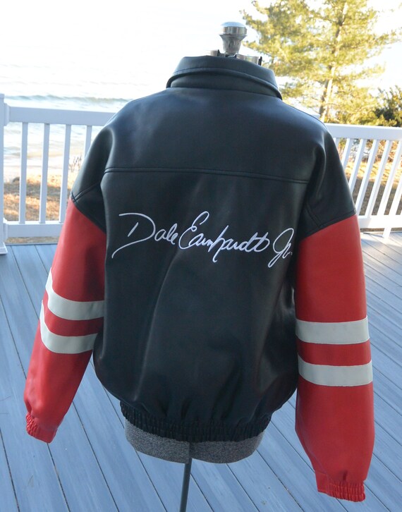 SALE! Dale Earnhardt Jr Jacket, 8 - Chase, Black/Red/White, Unisex Size M, Faux Leather, Great Condition - Vintage - Rare, Fabulous!