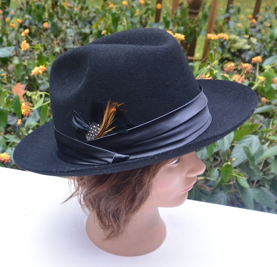 SALE! Italy Fedora Hat - UNUSED - Black, Felted W… - image 2