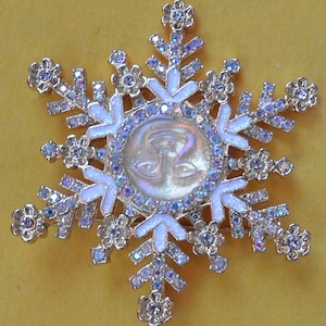 SALE Kirks Folly Brooch/Pendant UNUSED Signed, Golden Moon, Snowflake, Swarovski Crystals, Great Gift Vintage Rare, Fabulous image 9
