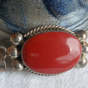 SALE Orange Sterling Pendant - Ornate Sterling Silver Setting, Mexico 925, Great Gift  -Vintage - Rare, Fabulous!