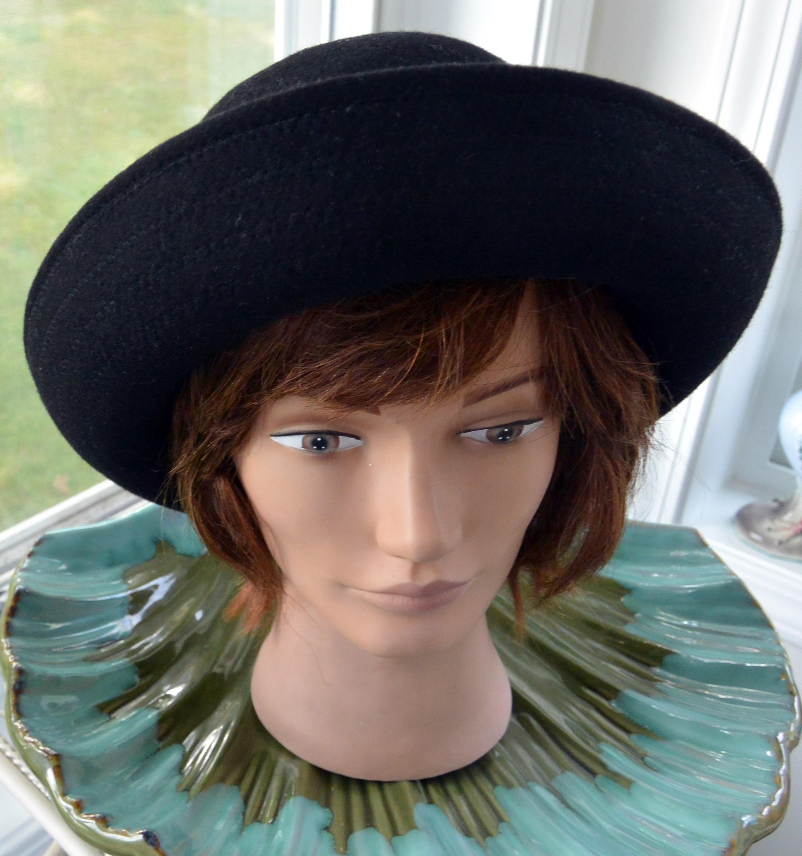 Jennifer Moore Black Wool Cloche Hat - US Made Millinery 