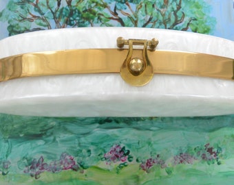 Bolso Dorset Rex Fifth Avenue Lucite: nácar, interior rojo, excelente estado, vintage, ¡REBAJAS!