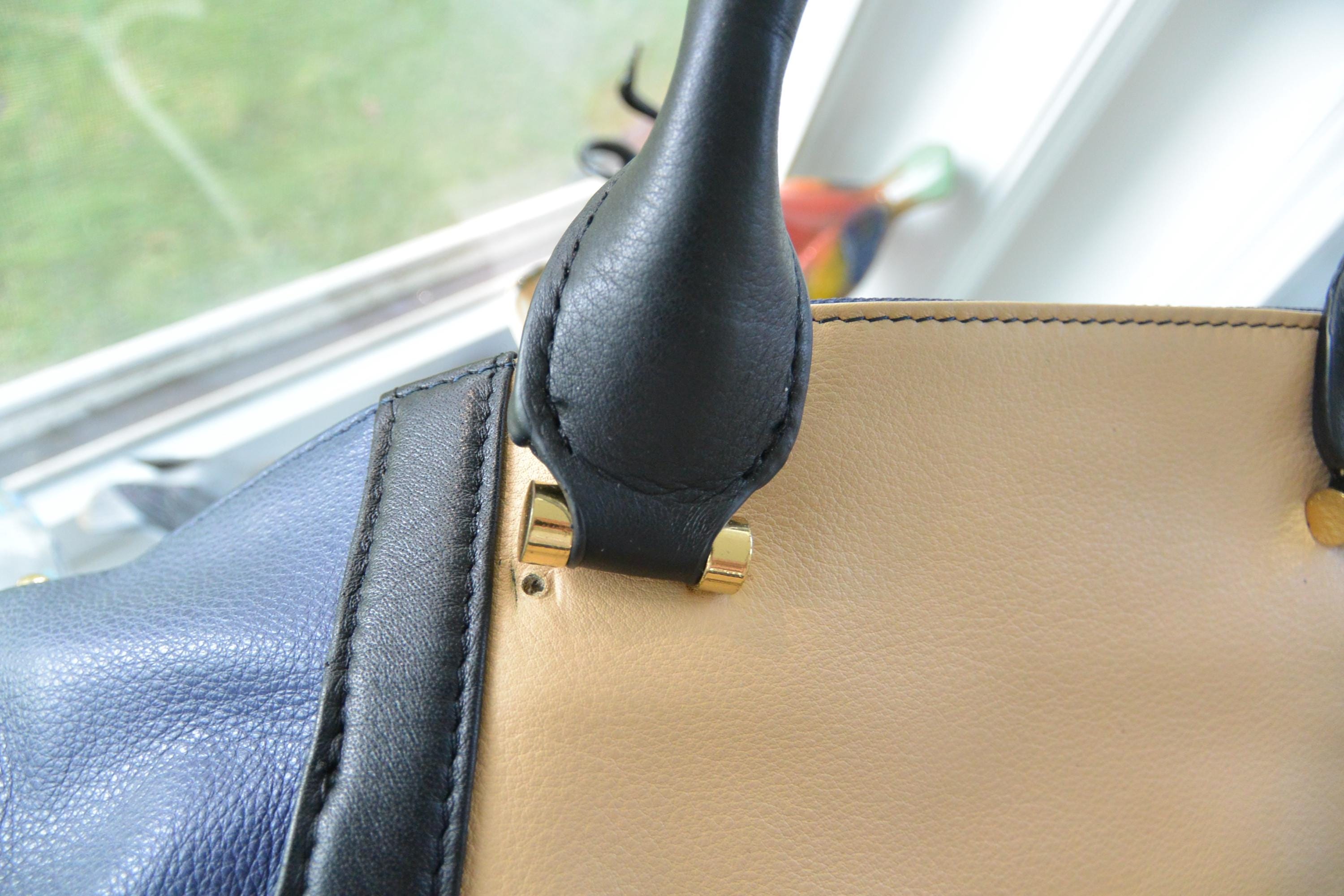 Emma Fox Leather Shoulder Bag: UNUSED -elegant Navy, Camel,& Black