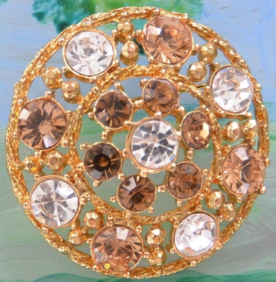 Haskell Like Brooch - Faceted Round Stones, Multi… - image 2