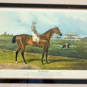 SALE! Horse/Jockey Lithograph, Framed - Hallmarked, Memnon, Famous English Race Horse, Great Gift - Vintage - Rare, Fabulous!