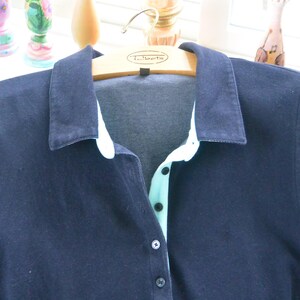 Talbots Dress:- Navy/Pastel Collar, Cotton/Poly/Spandex, US Size 16, Vintage, SALE!