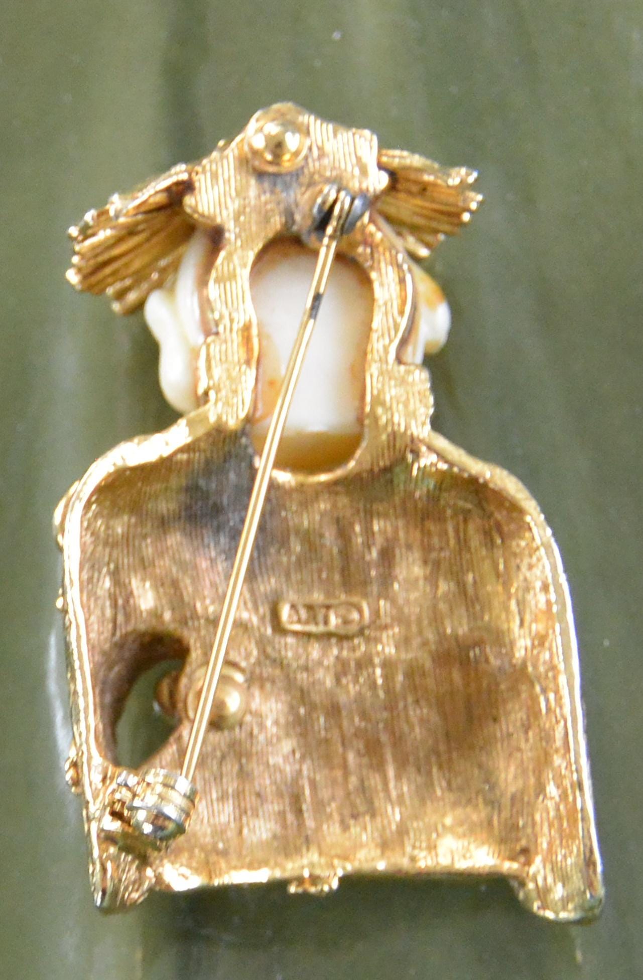 SALE! HAR Laughing Buddha Brooch, 3-D - Signed, Green Raised