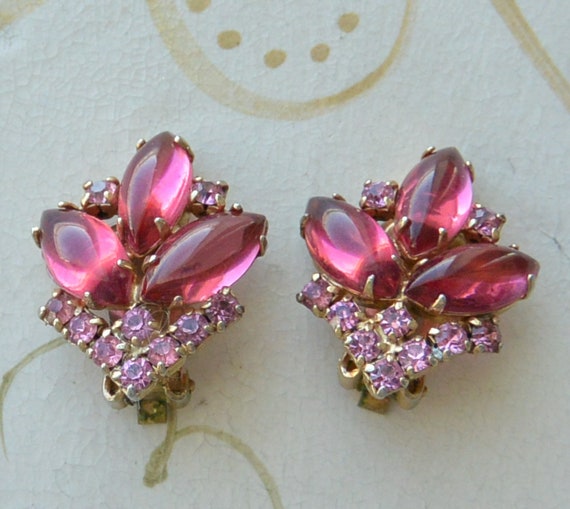 SALE! Weiss Glam Earrings - Signed, Elegant Pink … - image 1