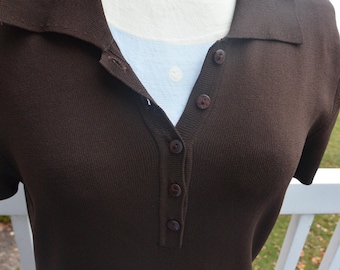 BCBG Strickkleid - Braun, zum Reinschlüpfen, vorn mit Knöpfen - Unbenutzt, Vintage, Sale!