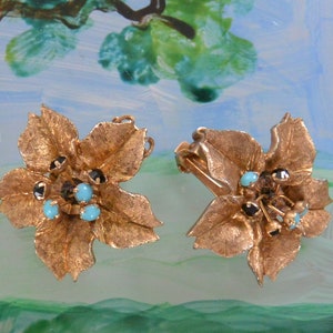 SALE! HAR 3-D Earrings, Clip - Signed, Turquoise, Cabochons, Beautiful,  Great Gift - Vintage - Very Rare, Fabulous!