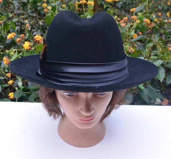 SALE! Italy Fedora Hat - UNUSED - Black, Felted W… - image 3