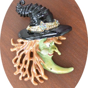SALE! Kirks Folly Witch Brooch/Pendant - UNUSED - Signed,  Witchy Poo, Jeweled Hat, KF Box, Great Gift -Vintage - Rare, Fabulous!