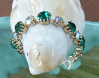 SALE! Weiss Tennis Bracelet- Signed, Sparkling Green/Blue Stones, Great Gift - Vintage - Rare, Fabulous!