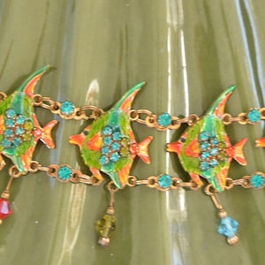 Lunch at the Ritz Bracelet - Signed, Tropical Fish, Colorful Swarovski Crystals, Great Gift- Vintage - Rare, Retired, Fabulous!