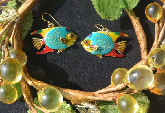 Lunch at the Ritz Earrings - Signed, Tropical Fis… - image 3