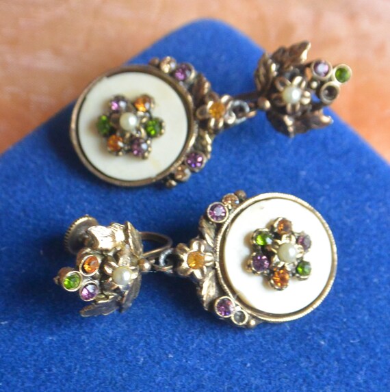 SALE! Art Deco Earrings -Pearls, Swarovski Crysta… - image 3