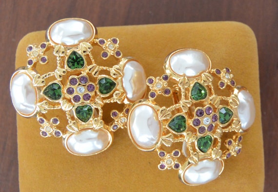 1990s Vintage Elizabeth Taylor Cabochon Earrings