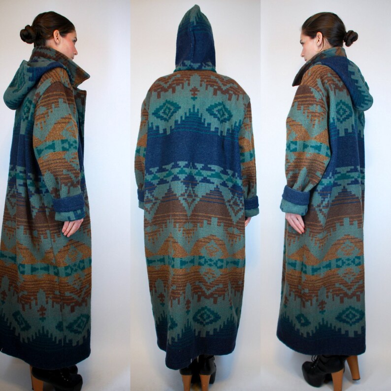 WOOLRICH Southwestern Indian Blanket Maxi Coat. Bohemian Etsy