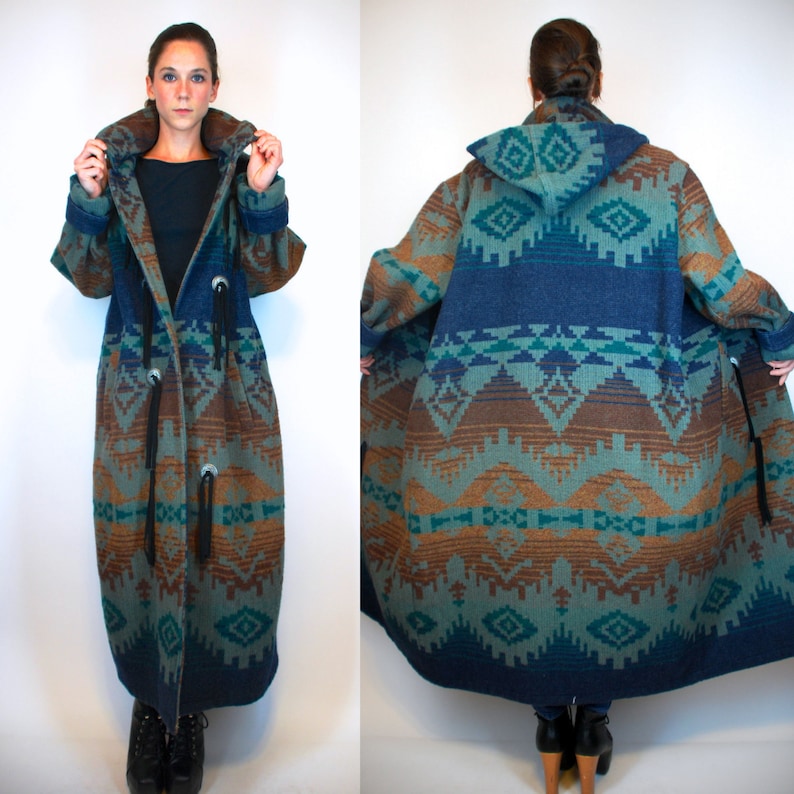 WOOLRICH Southwestern Indian Blanket Maxi Coat. Bohemian | Etsy