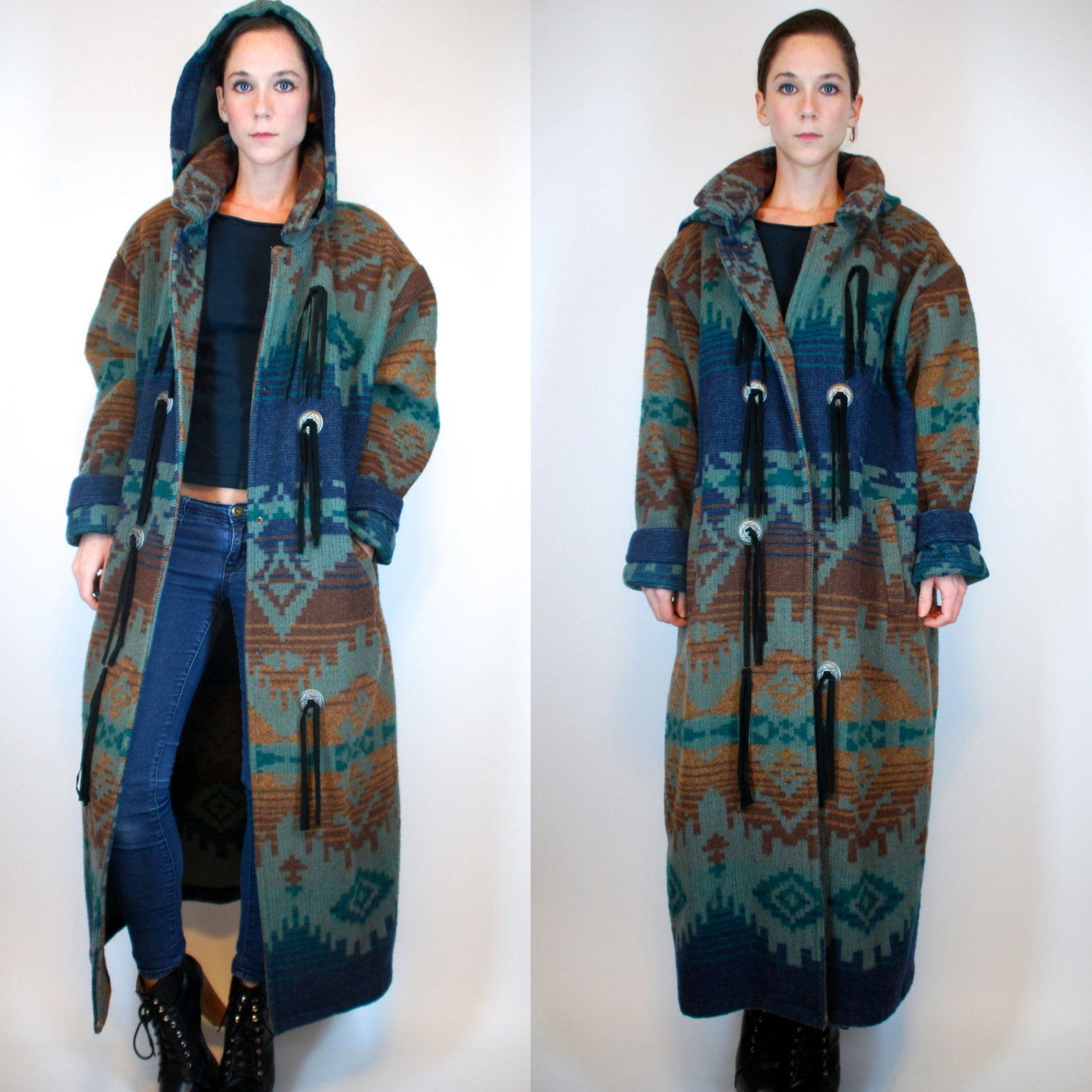WOOLRICH Southwestern Indian Blanket Maxi Coat. Bohemian Etsy