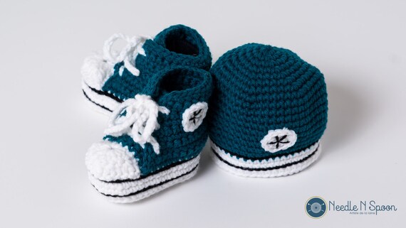 converse baby booties and hat set