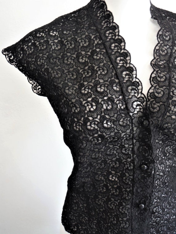1950s Black Lace Blouse