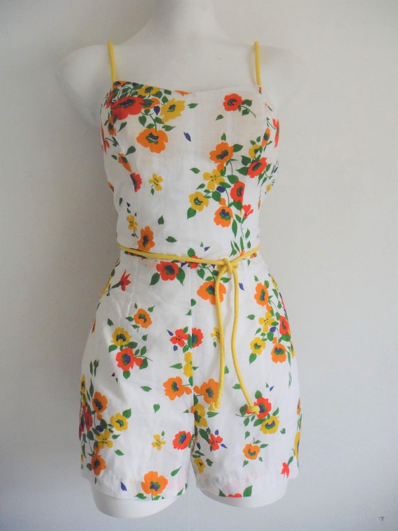 1970s Floral Cotton Romper
