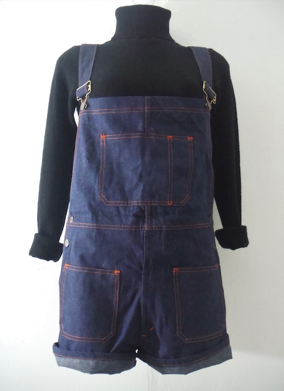 NOS 1970s Denim Overall Suspender Shorts