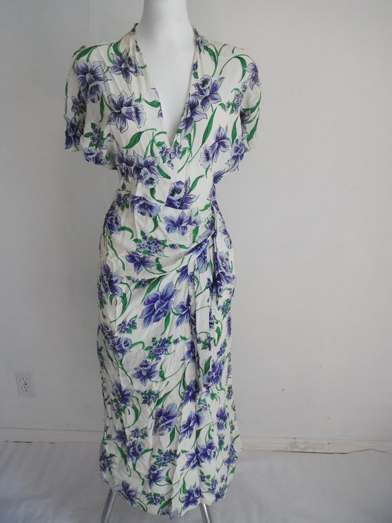 Gorgeous Vintage 1940s Vibrant Blue & Green Wild I