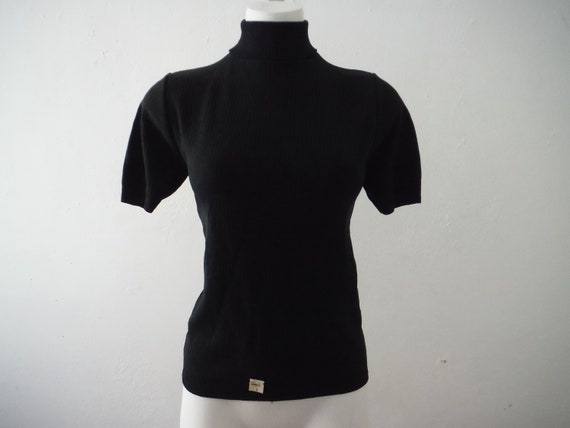 1960s NOS Nylon Black Turtleneck Sweater