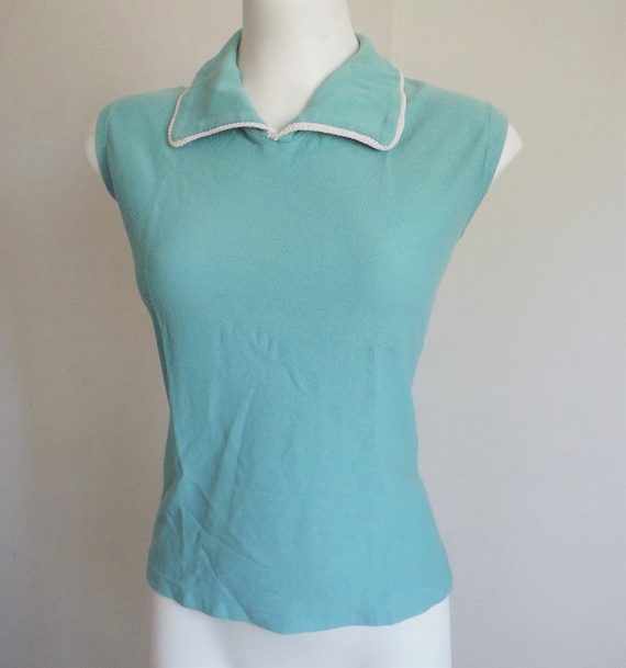 1950s Aqua Jantzen Knit Top